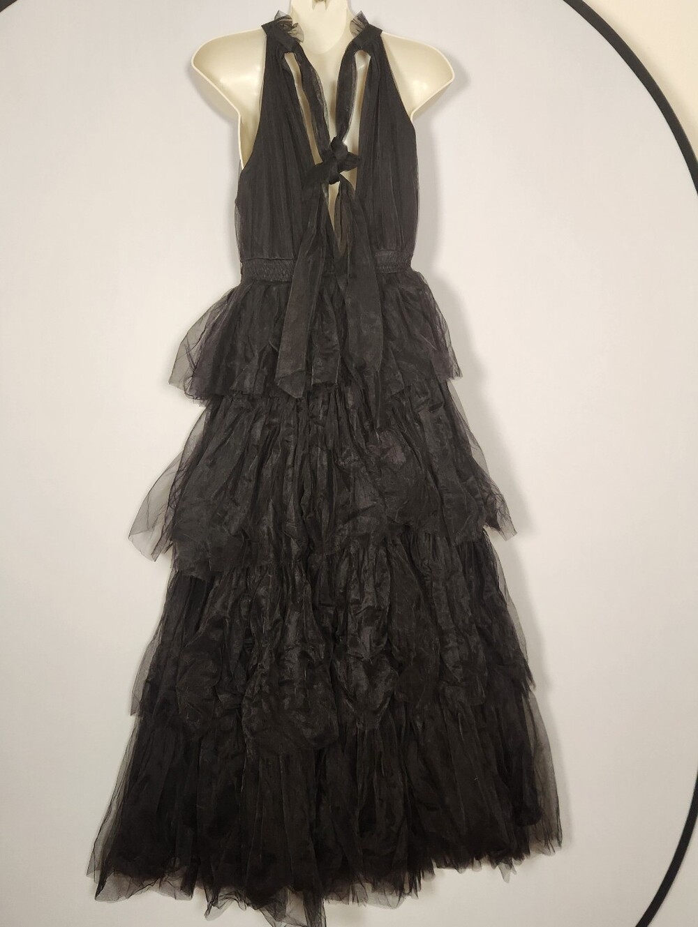 NWT Petal & Pup Francis Halter Neck Black chiffon Maxi dress $109 - Picture 4 of 9